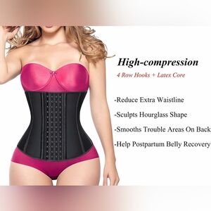 YIANNA Women Latex Waist Trainer for Bones 3 Row Hooks Size M.